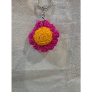 wollen Pink and Yellow Keychain